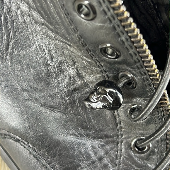 Gianni Bini black combat booties skull studded boots - Picture 4 of 10